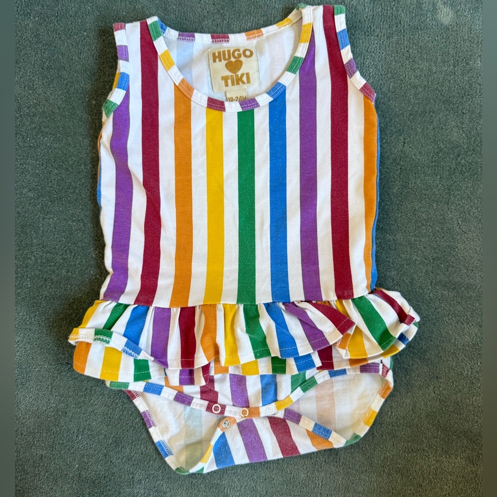 Hugo Loves Tiki Rainbow ruffle romper
